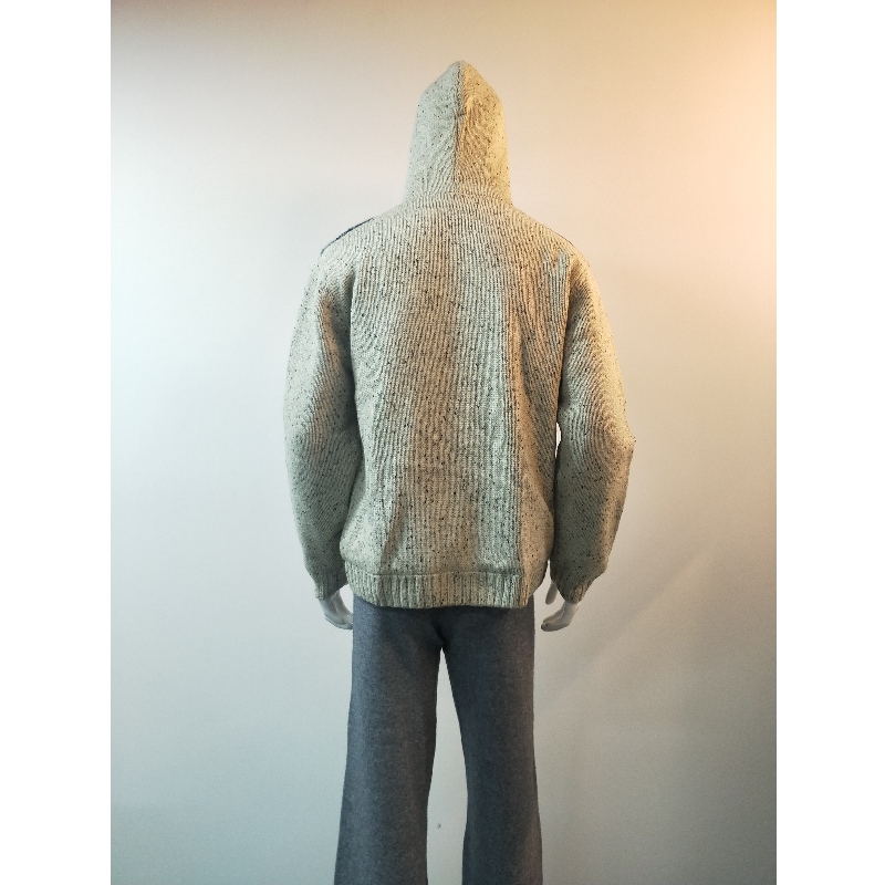 그레이 인쇄 후드 스웨터 코트 RLMS0077F