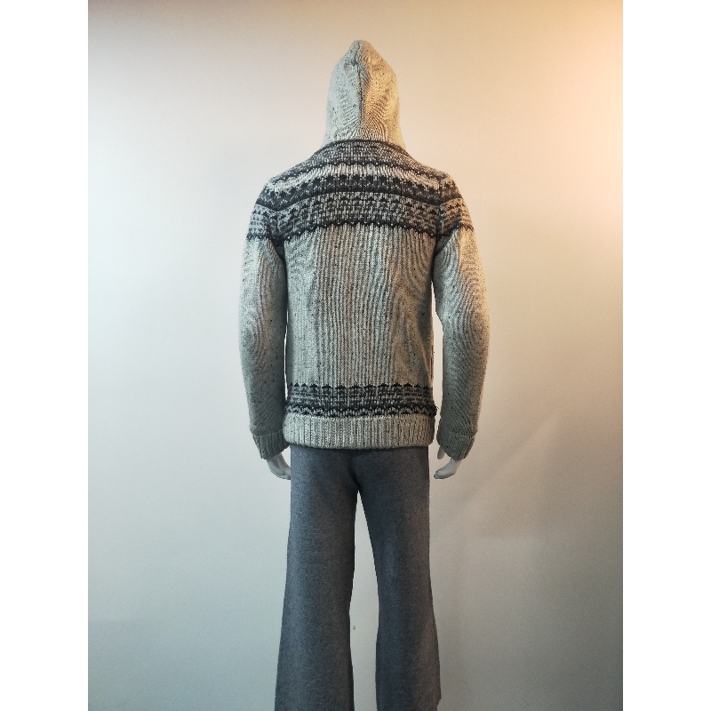 그레이 프린트 스웨터 코트 RLMS0078F