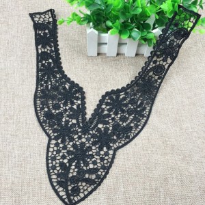 우아한 여성 DIY 검은 꽃 레이스 Neckline 칼라 Appique 원단을위한 원단