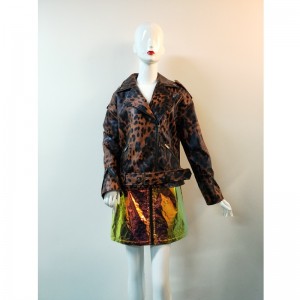 브라운 블랙 도트 PU JACKET RLWPJ0007N