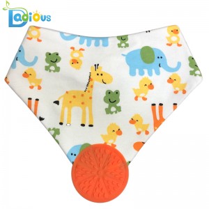 부드럽고 흡수성있는 유기농 면직물 두툼한 두건 무명조 Teether Bib Unetherex Bandana Drool Bibs with Teether