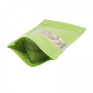비 인쇄 Resealable 녹색 쌀 종이 가방 창