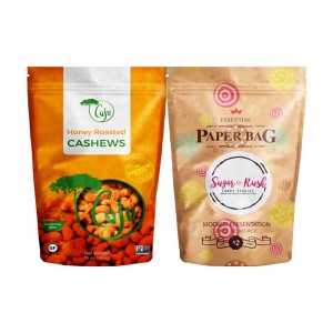 지퍼 크래프트 종이를 가진 주머니는 인쇄 된 식품 포장 지 플락 부대 Doypack 관례를 위로 서 있습니다