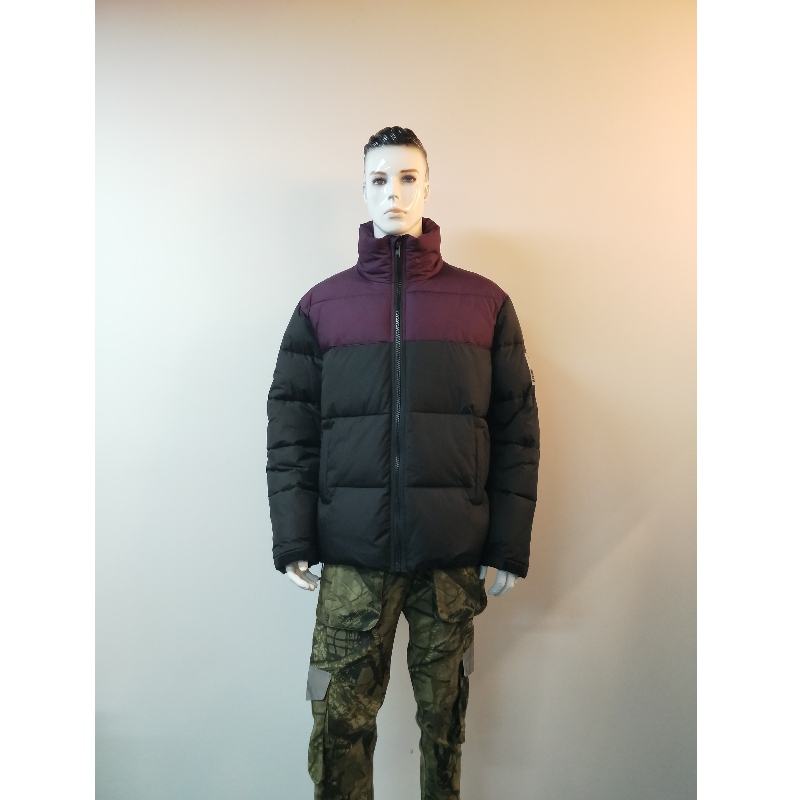 퍼플 u0026 블랙 콘트라스트 남성 PUFFER JACKET RLMPC0023N