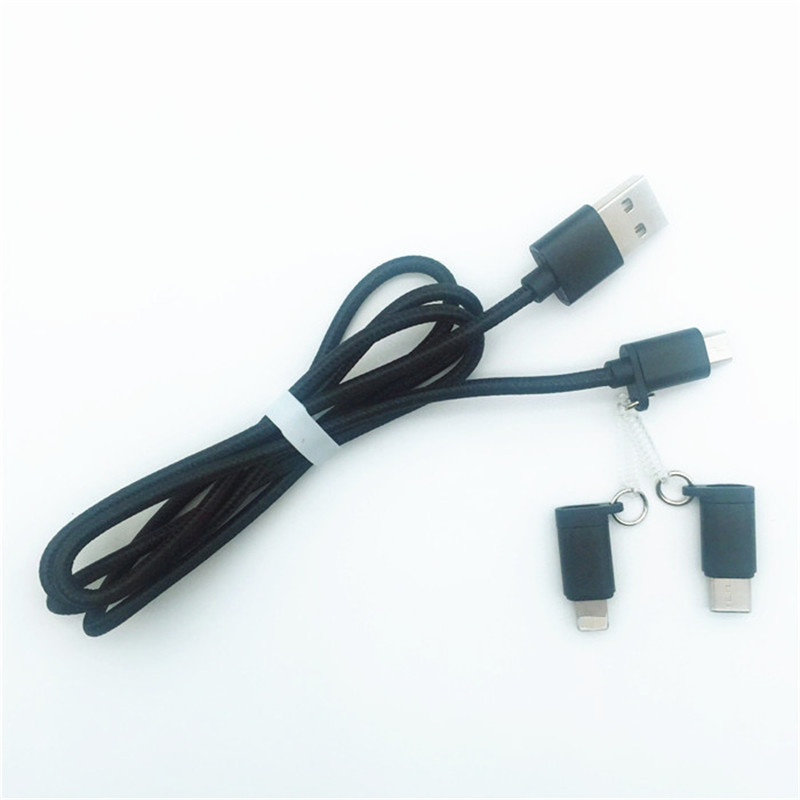 KPS-1002CB 3in1 고품질 1M 2a OD3.5MM 나일론 꼰 충전 USB 케이블