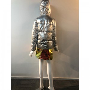 레이디스 실버 메탈 퍼퍼 코트 RLWPC0049