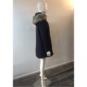 레이디스 블랙 후드 코트 RLWPC0076