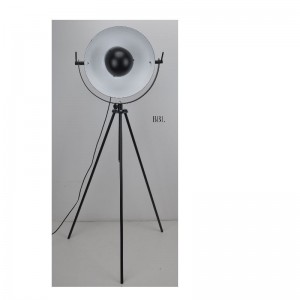 위아래 조정 기능이있는 LED 삼각대 플로어 램프, 흰색 내부의 무광 검은 색 음영