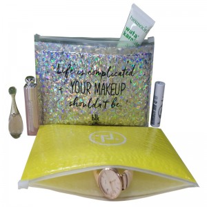 주문 크기 유행 방수 지퍼 마감 레이저 필름 거품 부대 / 내진성 레이저 여자 메이크업 / 선물 거품 지퍼 부대