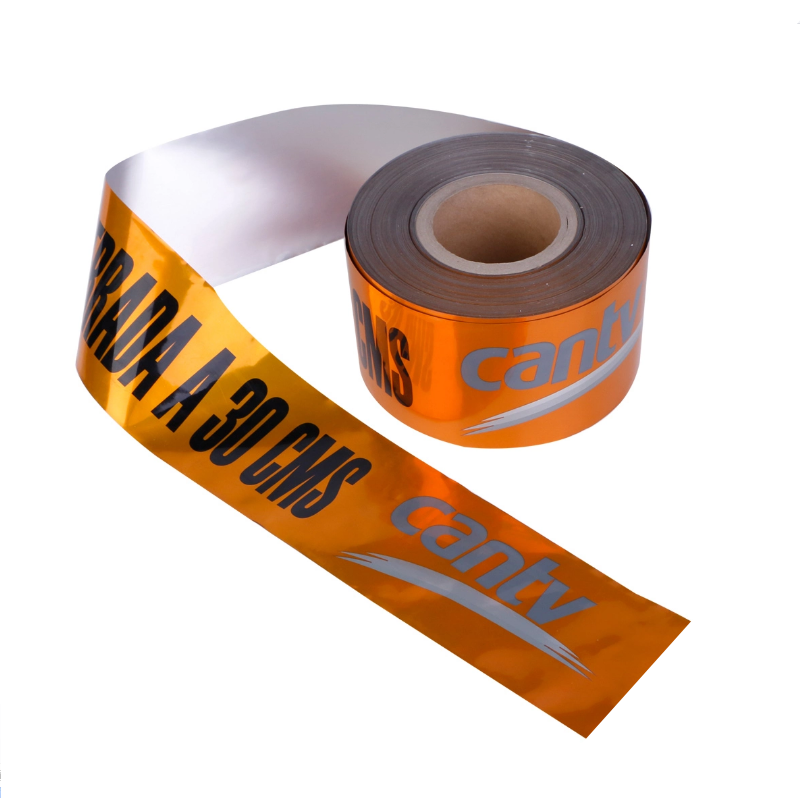 케이블 지하 탐지 가능한 알루미늄 호일 PE 경고를위한 플라스틱 경고 테이프