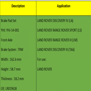 브레이크 패드 (OE : LR019618)