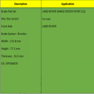 브레이크 패드 (OE : SFP500070)