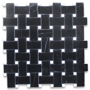 Nero Marquina 대리석 웅장한 물고기 가늠자 부채꼴 모양의 모자이크 타일