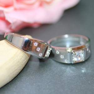 남성 반지 큐빅 지르코니아 남성 문 반지 925 스털링 실버 백금 약속 반지