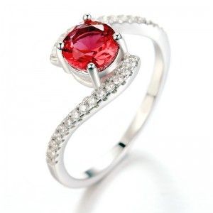 여성 자수정 큐빅 지르코니아 반지 루비 반지 약속 반지