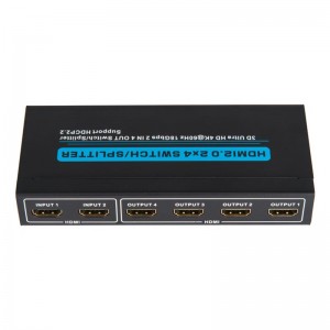 V2.0 HDMI 2x4 스위치 \/ 스플리터 지원 3D Ultra HD 4Kx2K @ 60Hz HDCP2.2