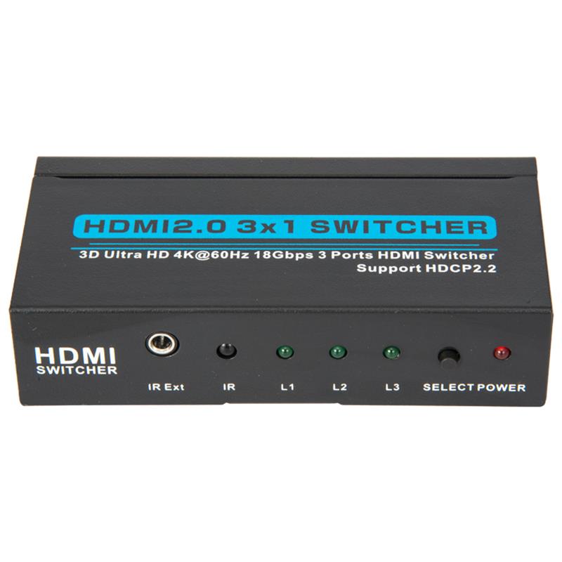 V2.0 HDMI 3x1 스위처 지원 3D 울트라 HD 4Kx2K @ 60Hz HDCP2.2