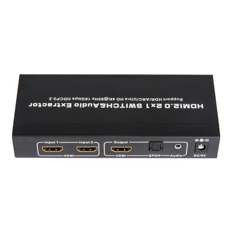 V2.0 HDMI 2x1 스위처 및 오디오 추출기 지원 ARC 울트라 HD 4Kx2K @ 60Hz HDCP2.2 18Gbps
