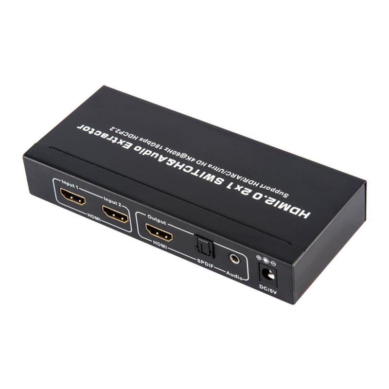 V2.0 HDMI 2x1 스위처 및 오디오 추출기 지원 ARC 울트라 HD 4Kx2K @ 60Hz HDCP2.2 18Gbps