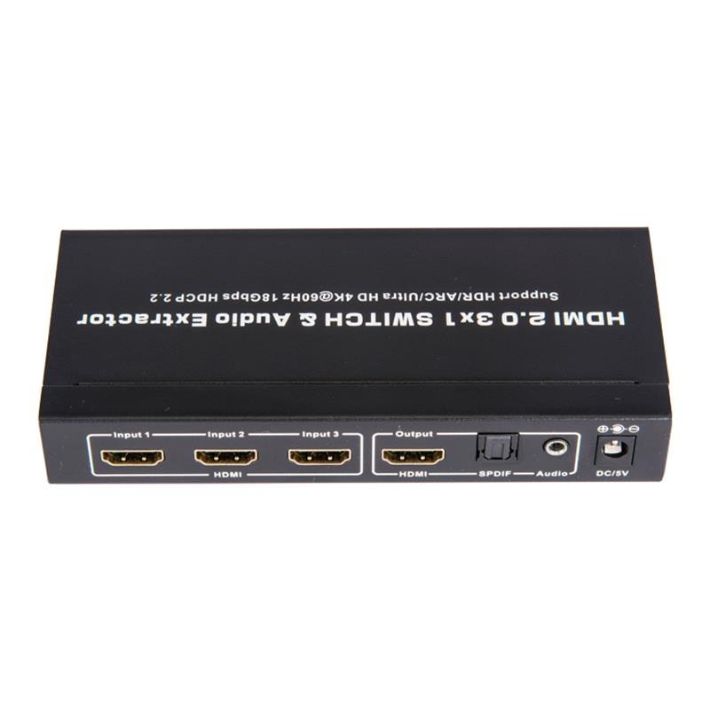 V2.0 HDMI 3x1 스위처 및 오디오 추출기 지원 ARC 울트라 HD 4Kx2K @ 60Hz HDCP2.2 18Gbps