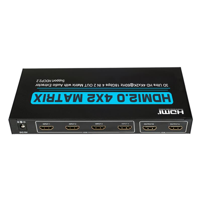 오디오 추출기를 가진 V2.0 HDMI 4x2 모체 지원 매우 HD 4Kx2K @ 60Hz HDCP2.2 18Gbps