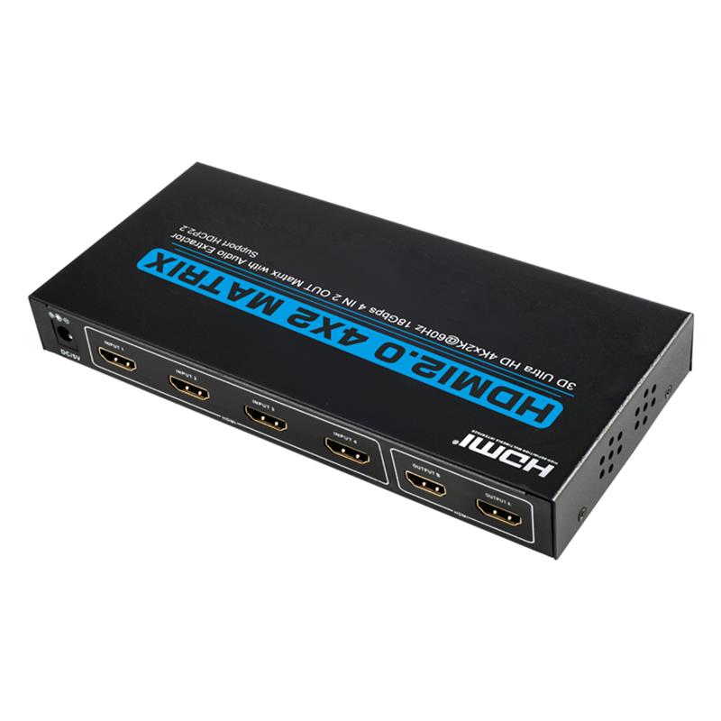 오디오 추출기를 가진 V2.0 HDMI 4x2 모체 지원 매우 HD 4Kx2K @ 60Hz HDCP2.2 18Gbps