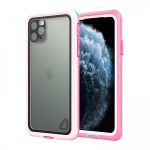 iPhone 11 (분홍색) 투명한 뒤 표지를위한 방수 상자 방수 부속품 전화 건조한 부대