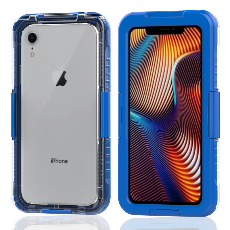 iphone XR (파랑)을위한 iphone 물 충격 방진 제일 방수 상자를위한 방수 팩