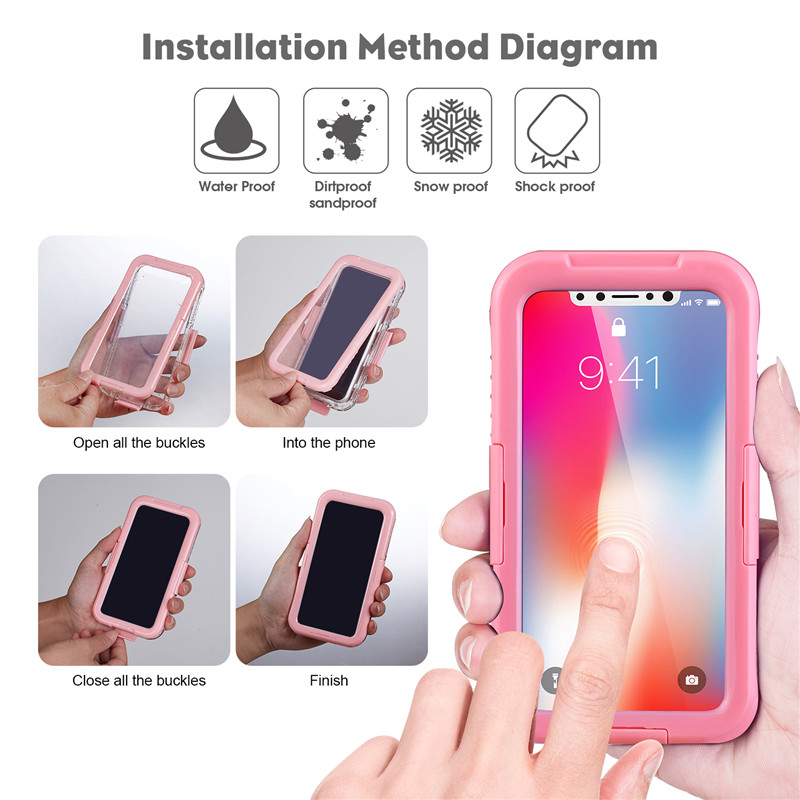 아이폰 XR ip68 방수폰 지갑 만사 모두 보호세트 (핑크)