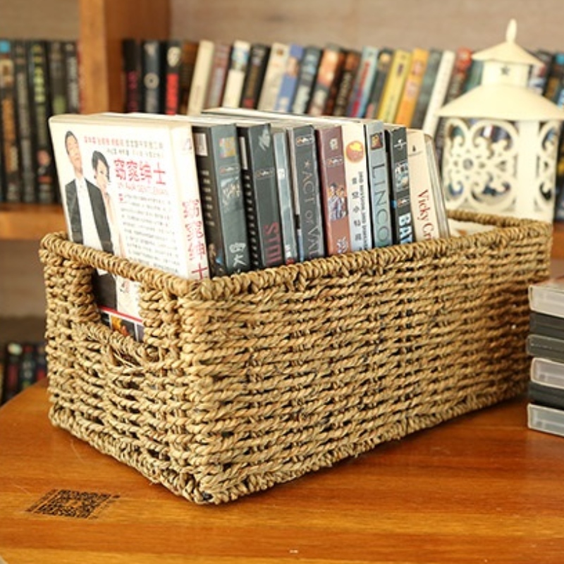 늘어선을 가진 Seagrass 침실 저장 바구니