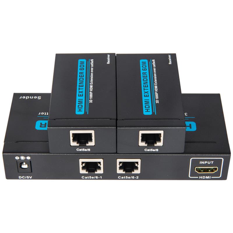 2 개의 수신기를 가진 60m까지 단 하나 Cat5e / 6에 2 개의 항구 UTP HDMI 1x2 쪼개는 도구