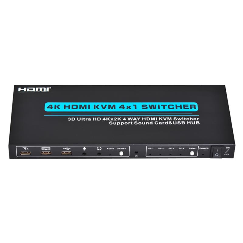 V1.4 HDMI KVM 4x1 절환기 가 3D 초고 화질 4Kx2K / 30Hz 를 지원 합 니 다.