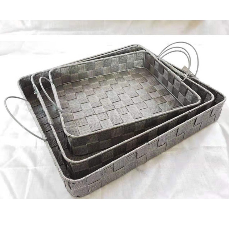 손잡이를 가진 직물 바구니