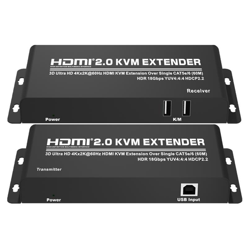 HDMI 2.0 KVM Extender 60m over 단일 CAT5e / 6 지원 Ultra HD 4Kx2K @ 60Hz HDCP2.2