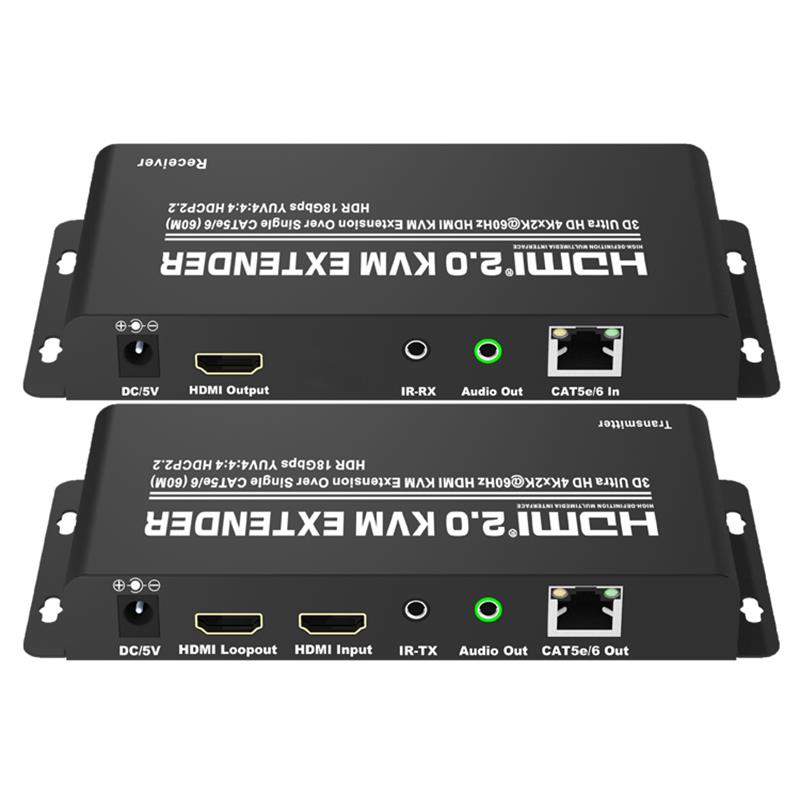 HDMI 2.0 KVM Extender 60m over 단일 CAT5e / 6 지원 Ultra HD 4Kx2K @ 60Hz HDCP2.2