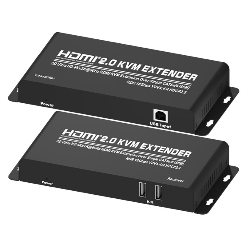 HDMI 2.0 KVM Extender 60m over 단일 CAT5e / 6 지원 Ultra HD 4Kx2K @ 60Hz HDCP2.2