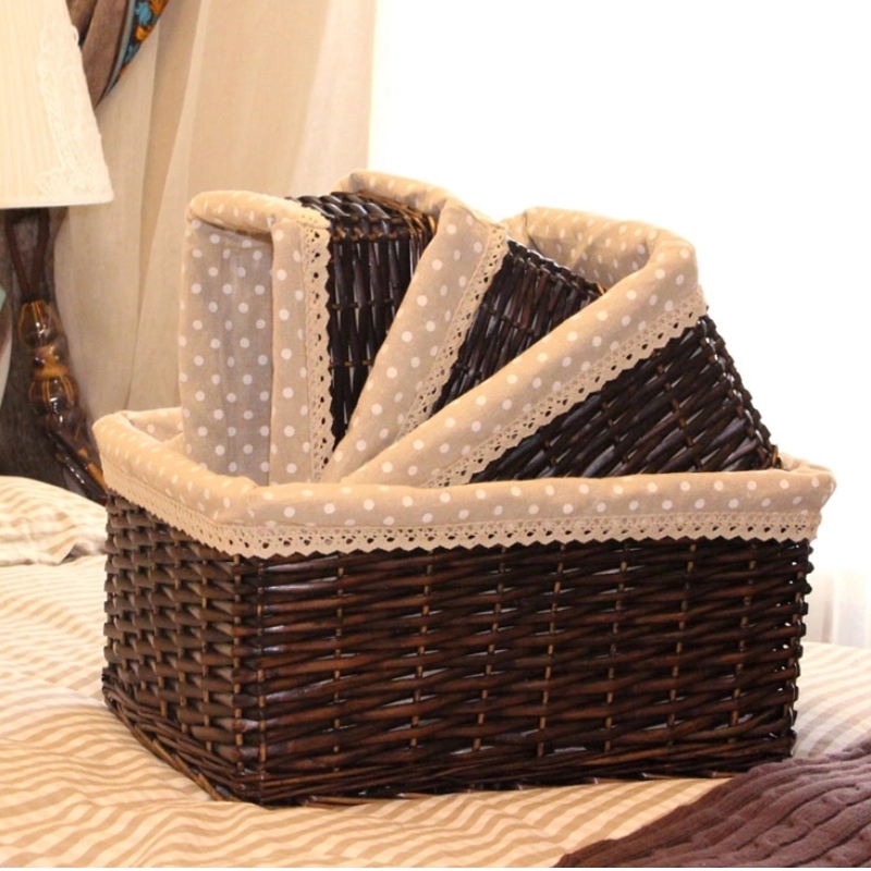 3 고리 버들 세공 바구니 세트