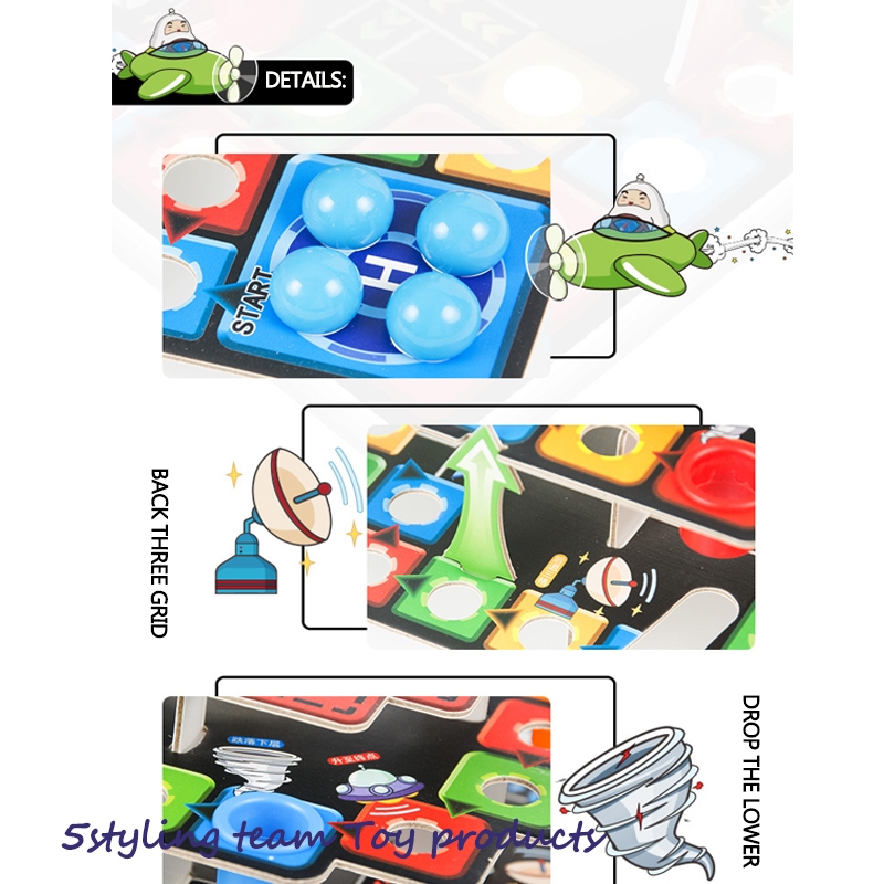 어린이 퍼즐 3D 입체 비행 체스 테이블 상단 게임 장난감 조립 뱀 사다리 3 층 보드 및 체스 장난감 배포