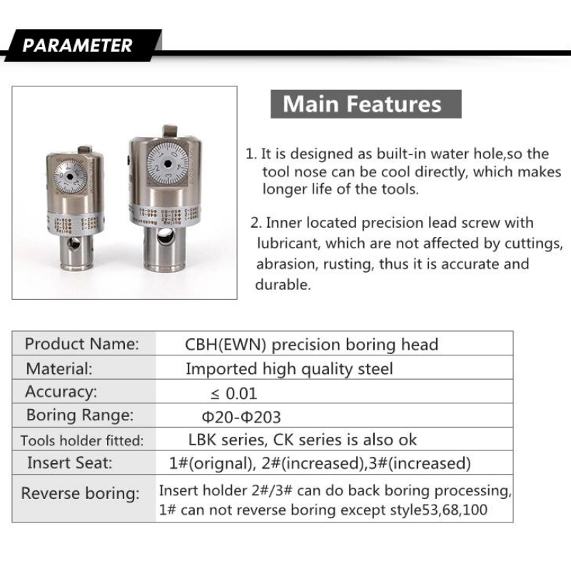 정밀 보링 시리즈 : CK2 (EWN25-47CKB2) EWN25-47 보링 가공 헤드 밀링 머신 보링 헤드 BT40 보링 헤드