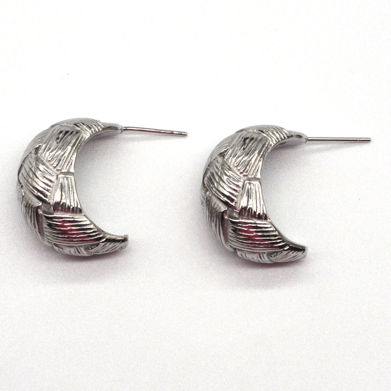 실버 귀걸이 여성 라운드 새겨진 능직 귀걸이, 중국 Ruifanbao 보석 가공 공장