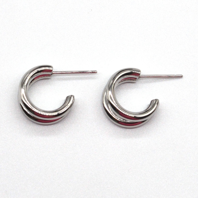 두꺼운 실버 후프 귀걸이 더블 C- 링 복고풍 기하학적 금속 락 펑크 라운드 원형 매달려 귀걸이 여성 여자 귀걸이 보석 중국 Ruifanbao 보석 가공 공장