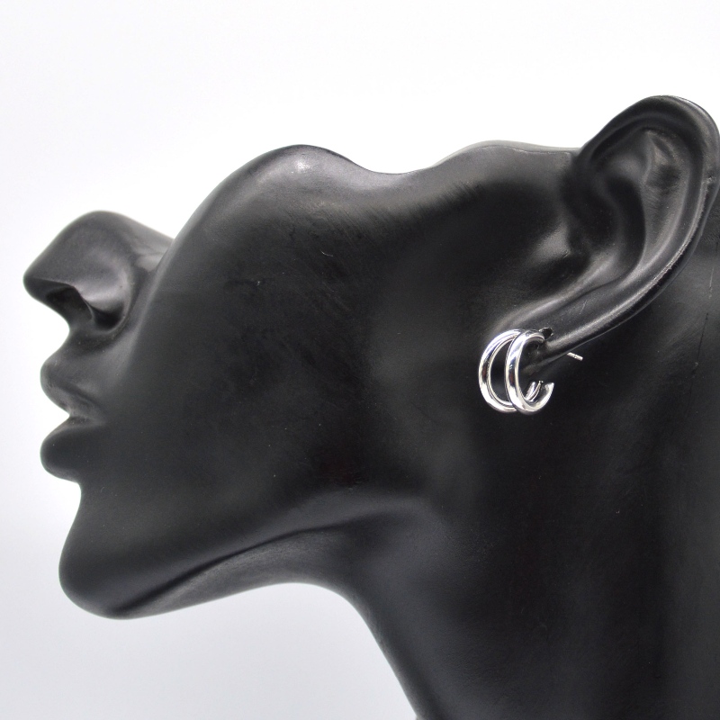 두꺼운 실버 후프 귀걸이 더블 C- 링 복고풍 기하학적 금속 락 펑크 라운드 원형 매달려 귀걸이 여성 여자 귀걸이 보석 중국 Ruifanbao 보석 가공 공장