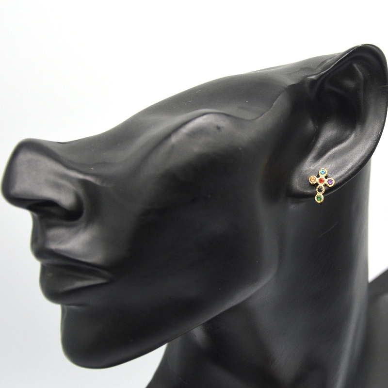 여자 크로스 큐빅 지르코니아 미니 파베 크로스 귀걸이 중국 Ruifanbao 보석 가공 공장