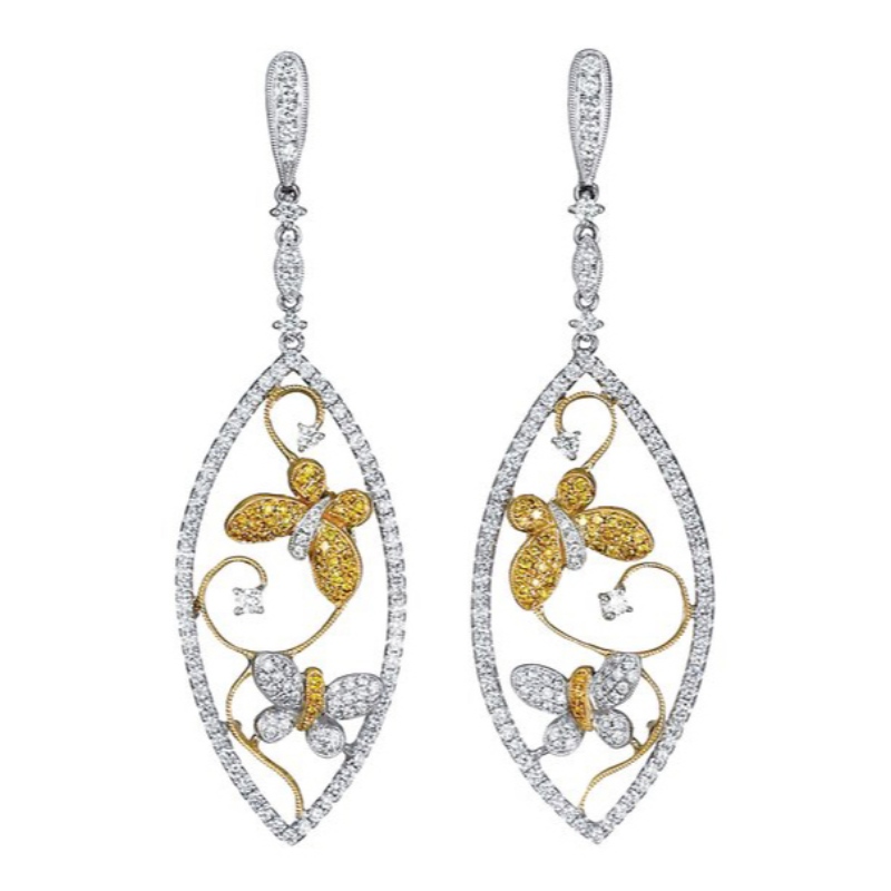 여성 용 잎 틀 유 니 크 나비 펜던트 귀걸이 나비 날개 다이아몬드 장 착 패션 곤충 펜던트 귀걸이 여름 결혼식 생일 파티 선물 중국 서 분 보주 보 가공 소