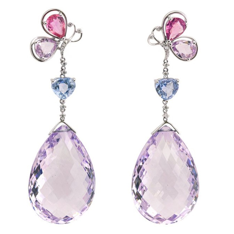 925 스털링 실버 나비 펜던트 귀걸이 발톱 설정 장인 정신 중국 Ruifanbao 보석 가공 공장