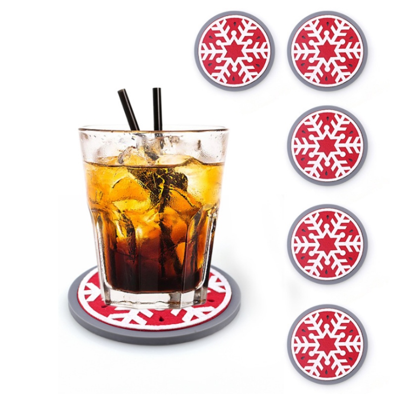 10 라운드 두꺼운 크리스마스 펠트 코스터