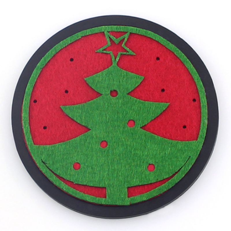 10 라운드 두꺼운 크리스마스 펠트 코스터