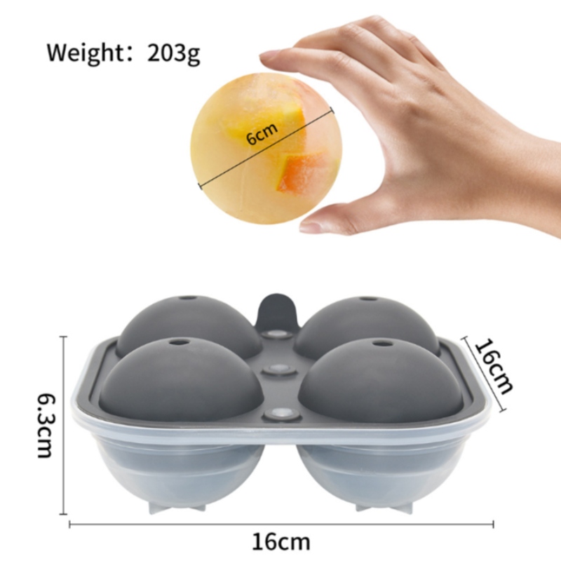새로운 큰 4 개의 실리콘 아이스 하키 상자 위스키 공 둥근 플라스틱 제빙 형