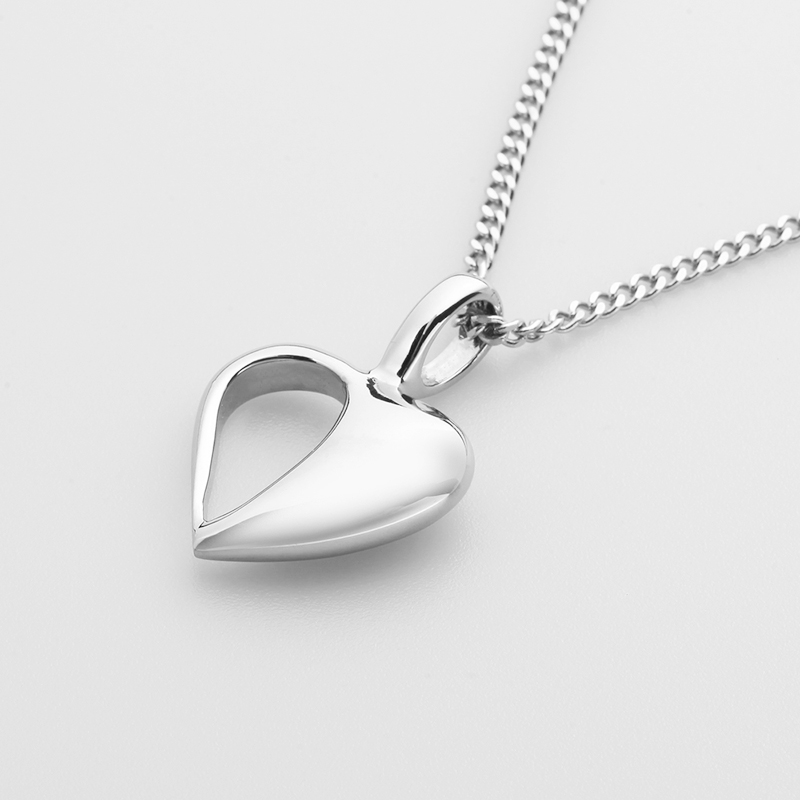 여성용 스테인리스 스틸 실버 하트 펜던트 목걸이