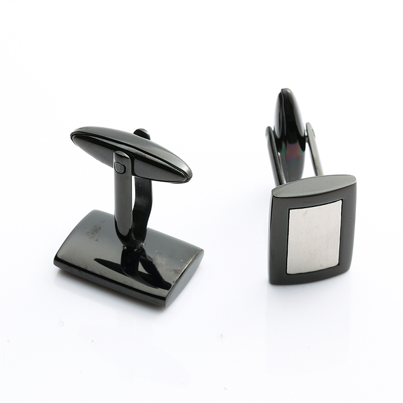 2 톤 블랙 도금 스테인레스 스틸 커프스 단추 중국 보석 공급 업체 남성 커프스 단추